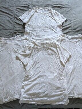 Four Cotton On White Crew Neck Short Sleeve T-Shirt.